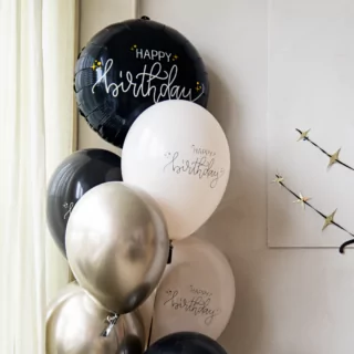 creme, gouden en zwarte ballonnen tros