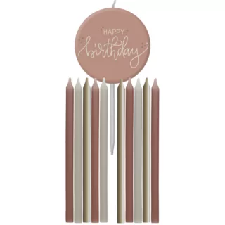 beige en roze verjaardagskaarsjes