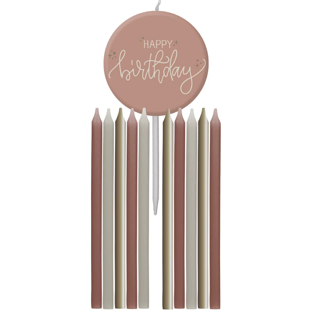 beige en roze verjaardagskaarsjes