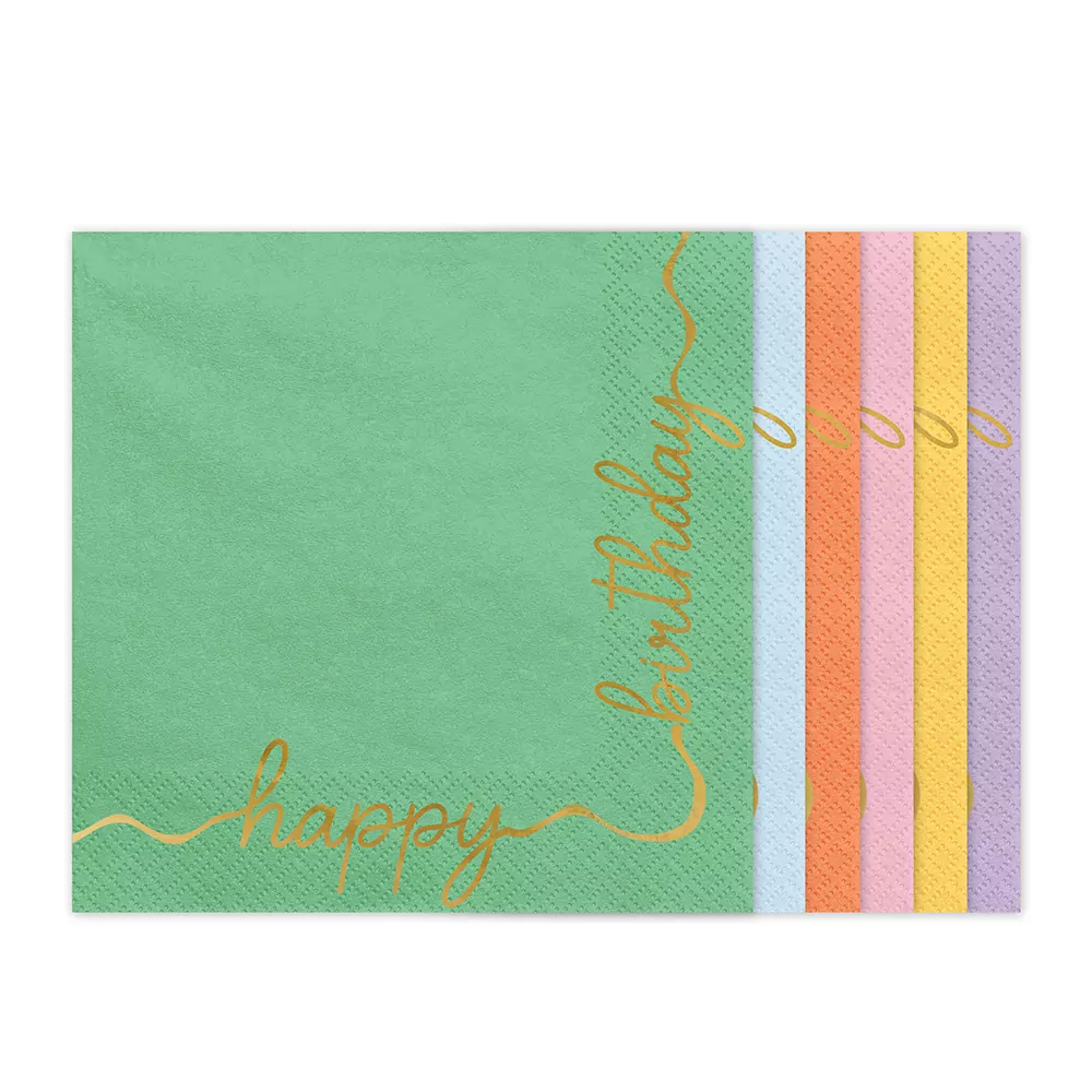 Multicolor Happy Birthday - 12 stuks