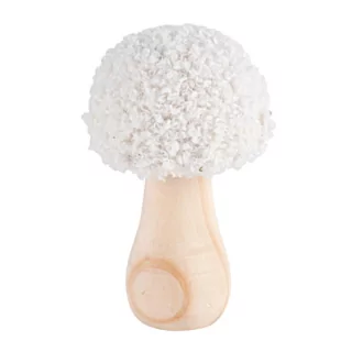 houten paddenstoel met witte teddy stof