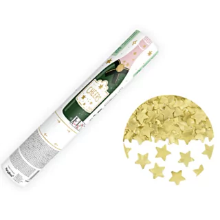 confetti shooter champagnefles met gouden sterren confetti