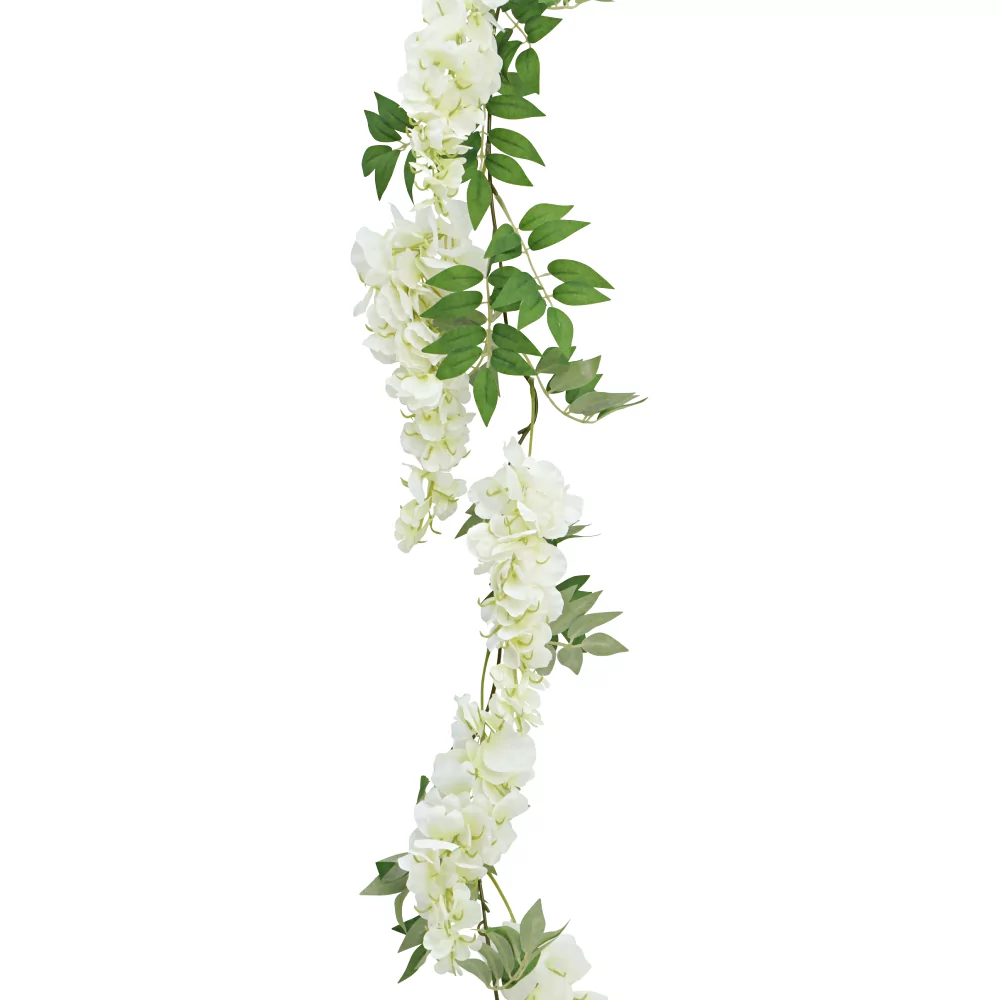 wit met groene wisteria bloemenslinger