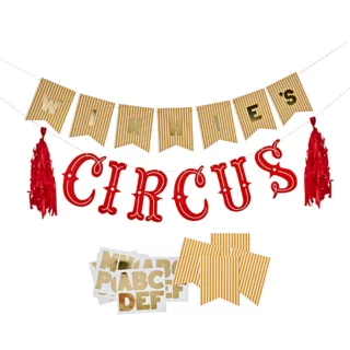 circus slinger personaliseerbaar in het geel wit en rood