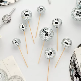 taartversiering zilveren discoballen