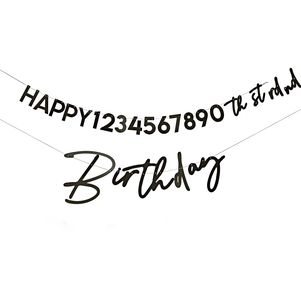 zwarte slinger happy birthday personaliseerbaar