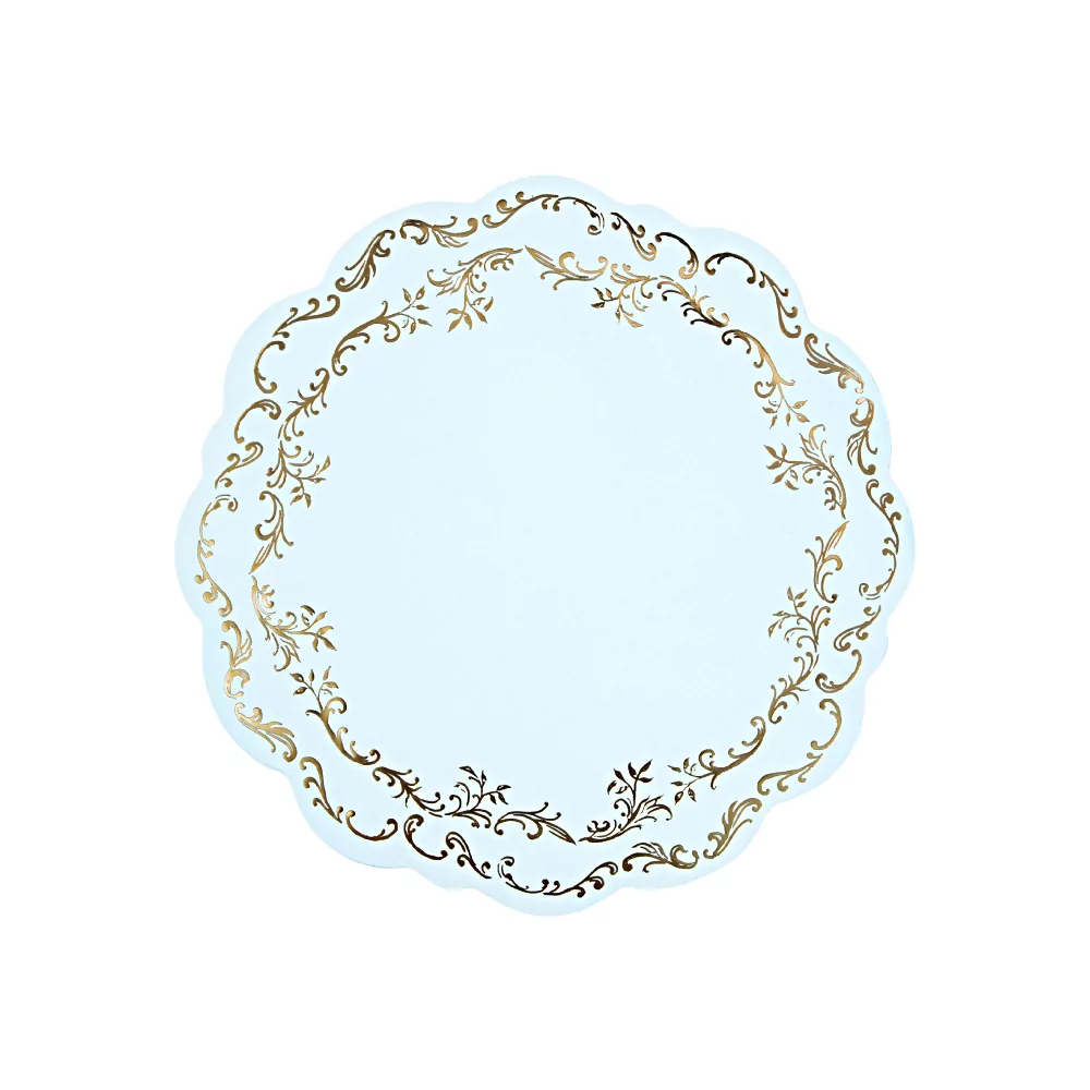 lichtblauwe placemat met gouden details