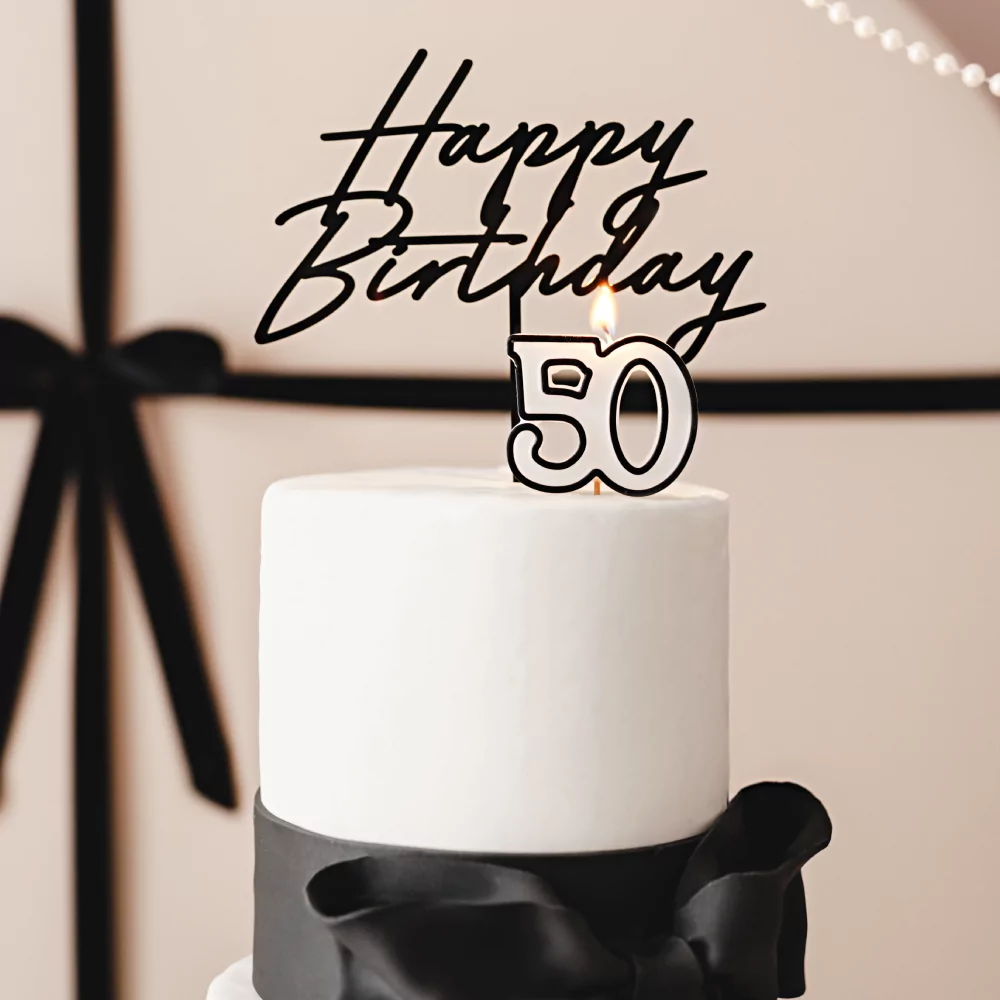 taart versiering zwart en creme 50 jaar