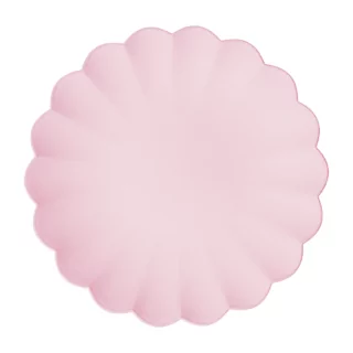 lichtroze, plastic bordje met kartelrand