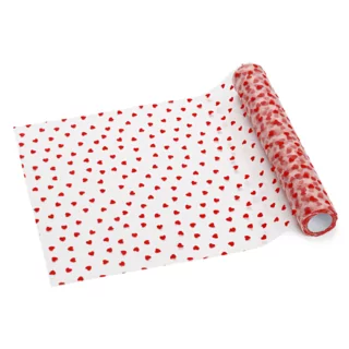 Tulle Table Runner Hearts, Red, 0.36 x 9 m