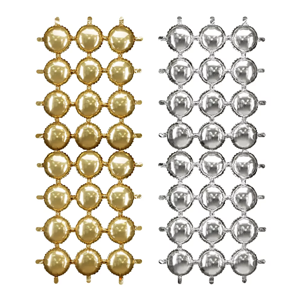 ballonnengordijn cirkels in het goud en zilver