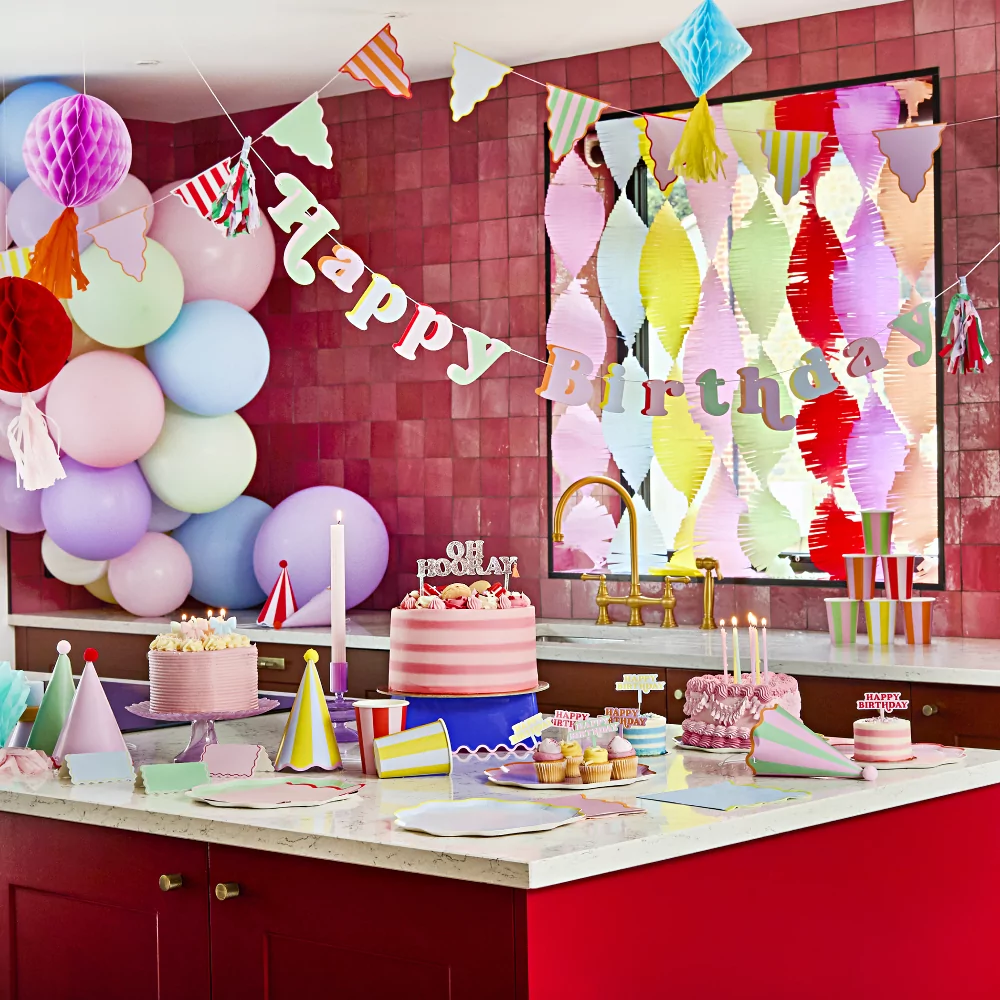 pastel regenboog verjaardagsversiering