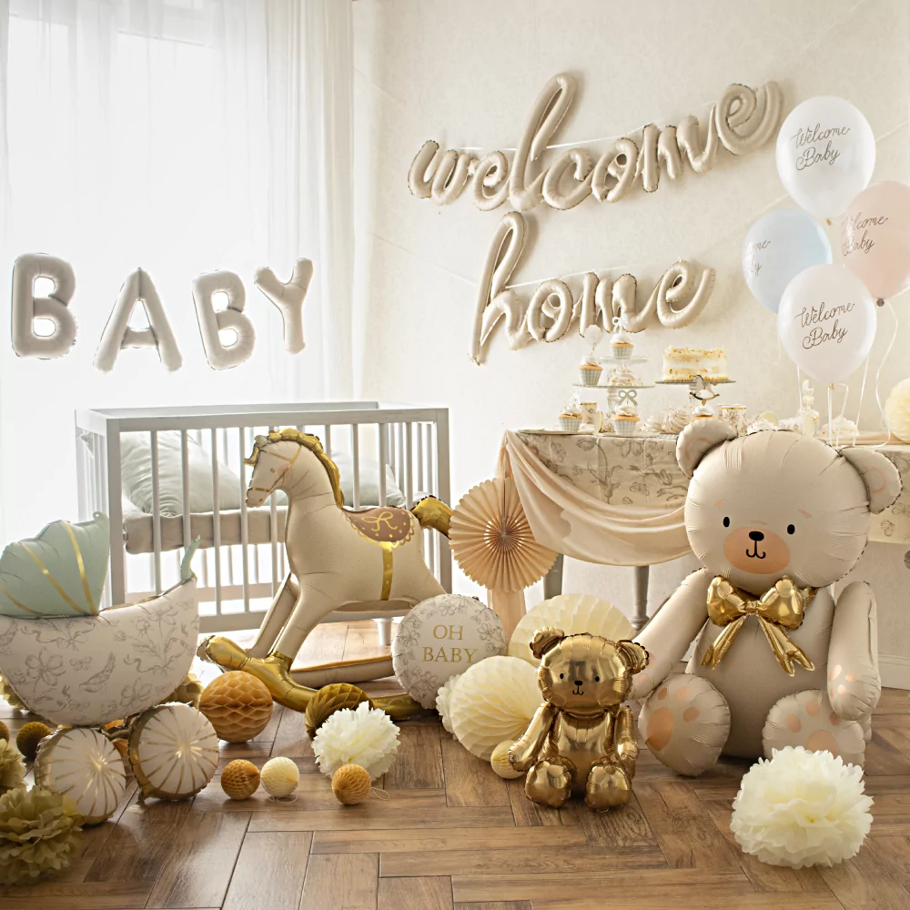 babykamer versiering beige