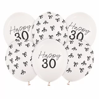 ballonnen 30 jaar met zwarte strikjes