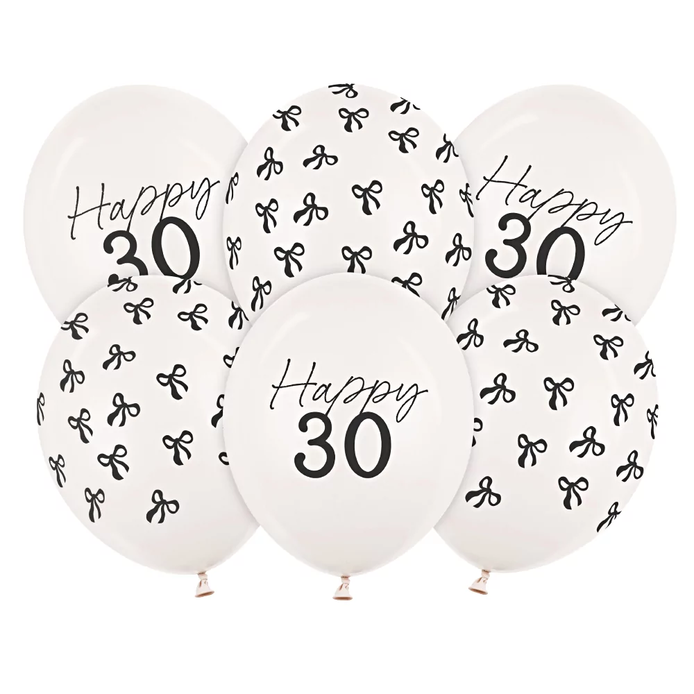 ballonnen 30 jaar met zwarte strikjes