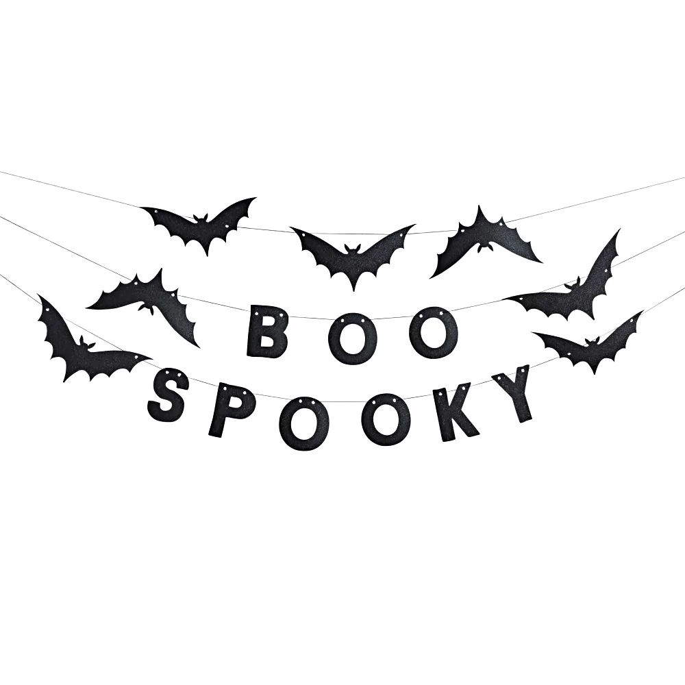 slingers halloween boo spooky met vleermuizen zwart
