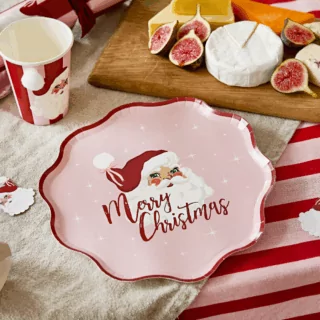 bordjes kerstman merry christmas roze en rood