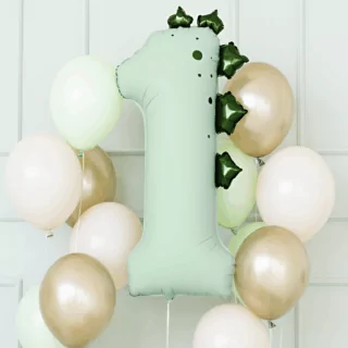 folieballon cijfer 1 groen dino