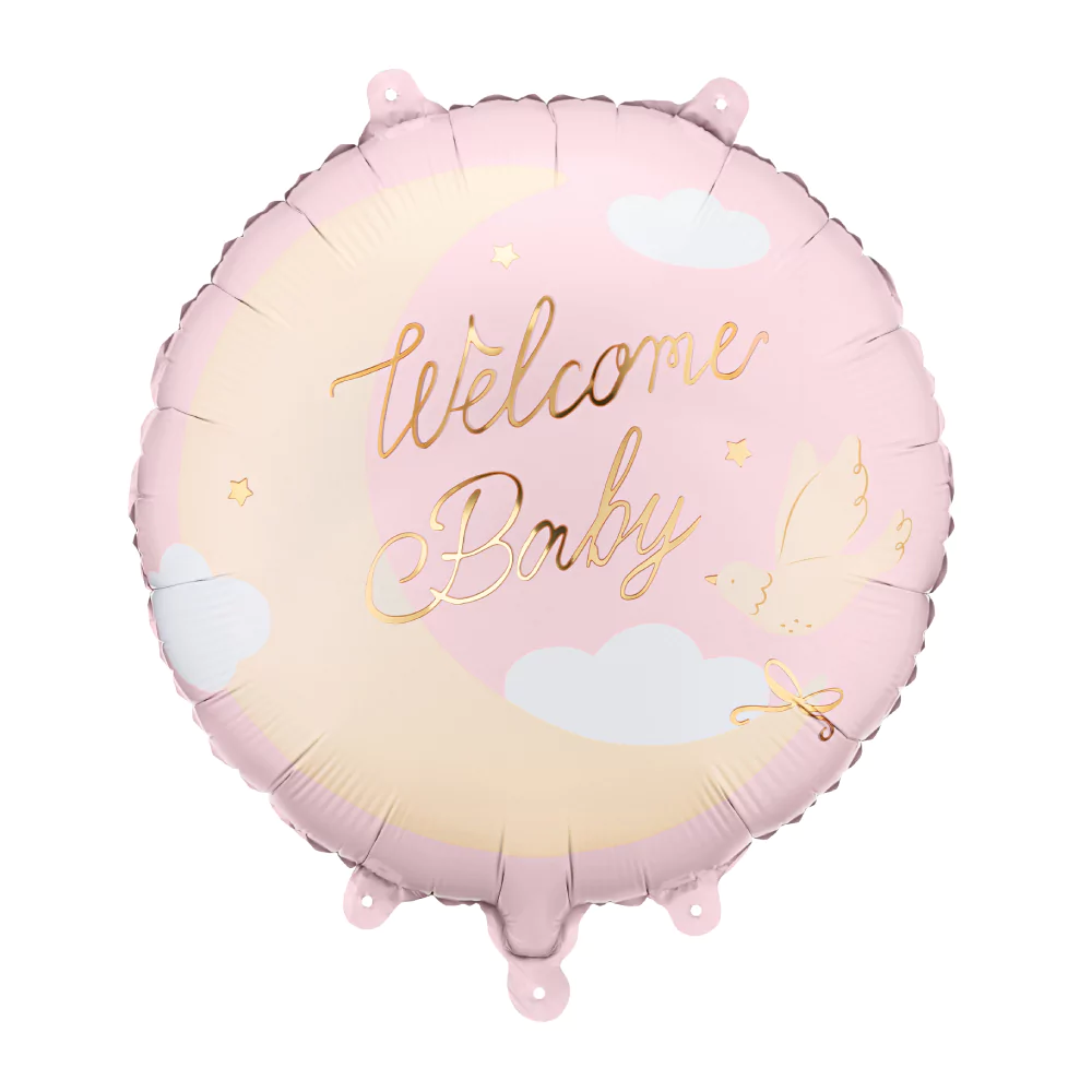 Folieballon - Welcome Baby - Roze & Beige