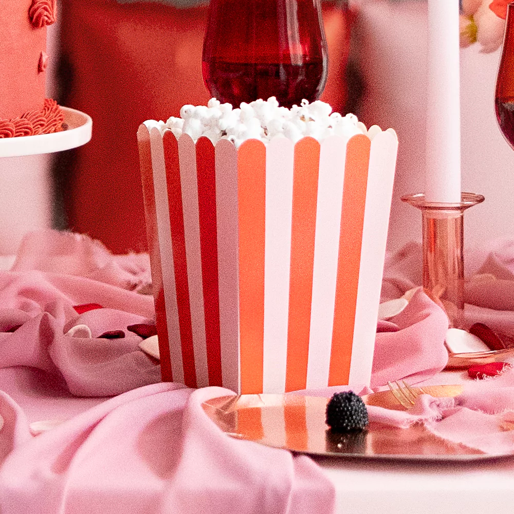 Popcorn Bakjes - Rood & Roze Strepen