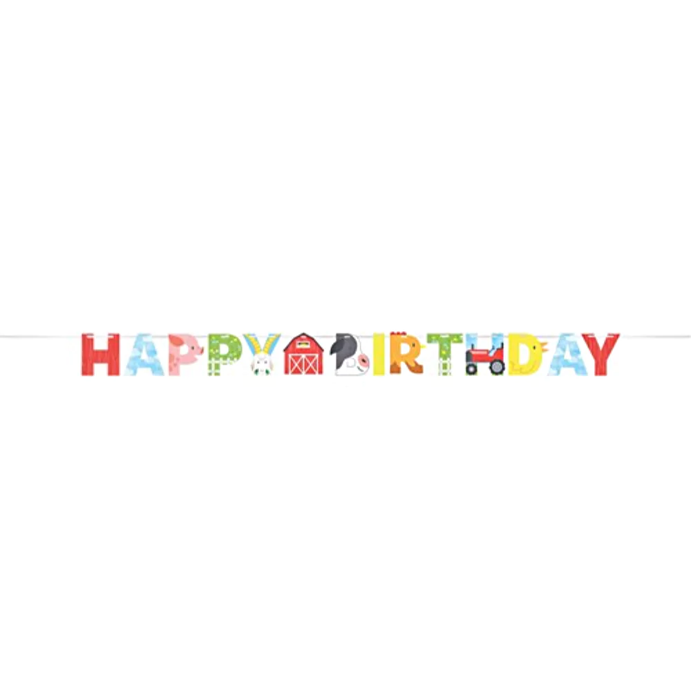 Letterslinger 'Happy Birthday' - Boerderijdieren - Afbeelding 2