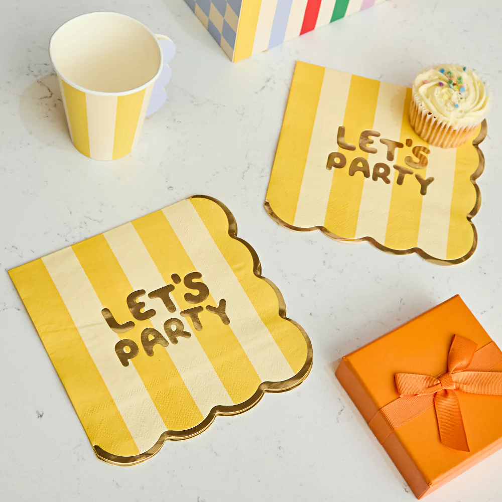 Servetten Let's Party- Gele Strepen
